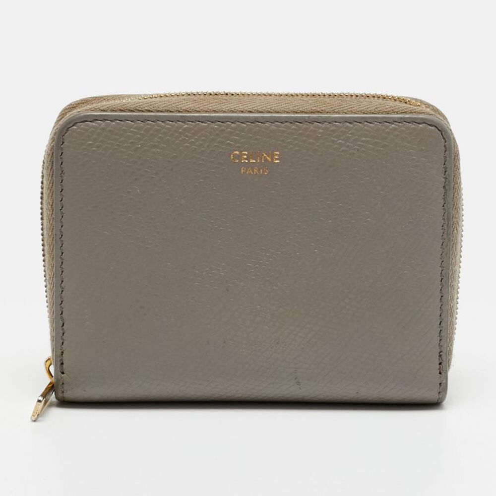 Celine Grey Leather Zip Around Wallet